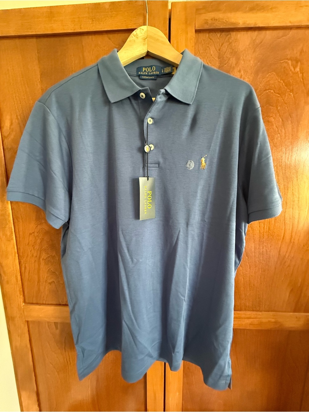 Ralph Lauren Men's Slate Blue Polo CUSTOM SLIM FIT